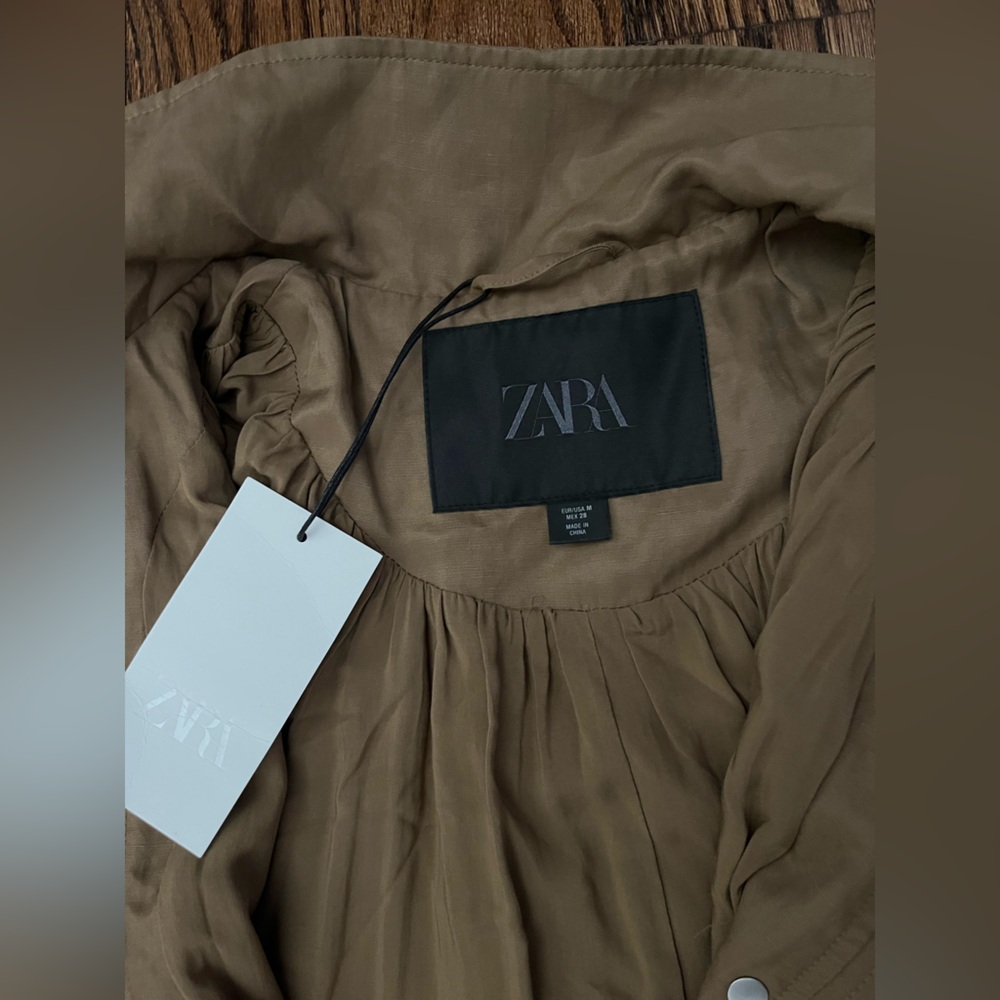 NWT Zara Women's Fluid Bomber Jacket With Adjustable Funnel Neck. Size M - Picture 14 of 15